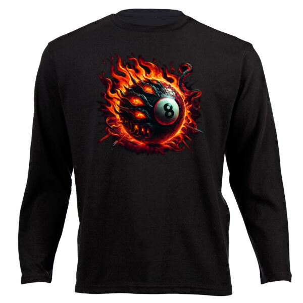 8 Ball Flames Cool T-shirt design - Unisex Long-sleeve T-shirt Thumbnail