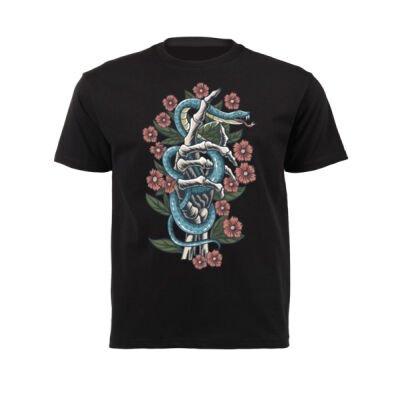 TATTOO DESIGN T-SHIRT WITH ROSES SNAKE AND SKELETON 01 Thumbnail