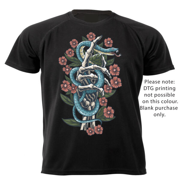 TATTOO DESIGN T-SHIRT WITH ROSES SNAKE AND SKELETON 01 Thumbnail
